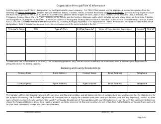 Contractor Statement of Experience and Financial Condition for Prequalification - Nevada, Page 3