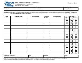 Document preview: Dbe Weekly Trucking Report Form - Nevada