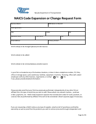 Naics Code Expansion or Change Request Form - Nevada