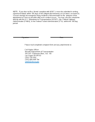 Title VI Discrimination Complaint Form - Nevada, Page 2