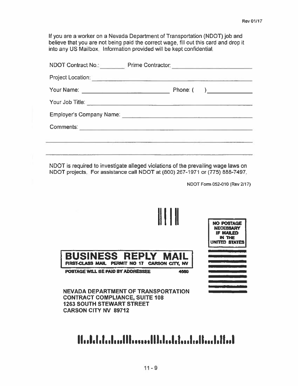 Sample NDOT Form 052-059 Employee Interview - Nevada, Page 9
