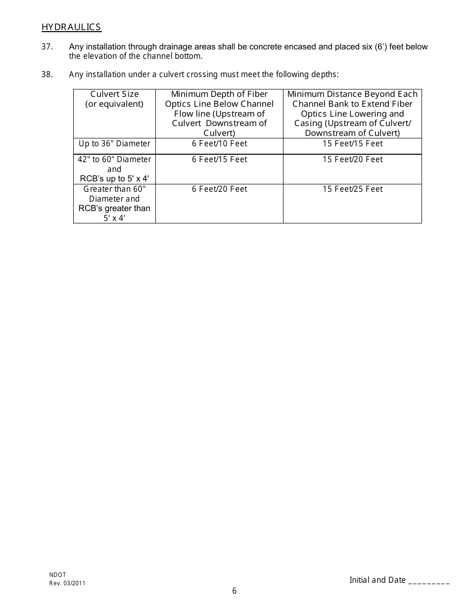 Application and Annual Permit for Telecommunication Occupancy of Nevada Department of Transportation Right-Of-Way - Nevada, Page 6