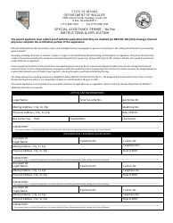 Special Assistance Permit Application Form - Nevada