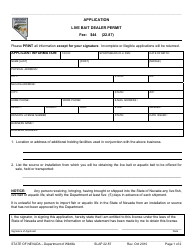 Document preview: Form SLAP22.87 Application for Live Bait Dealer Permit - Nevada