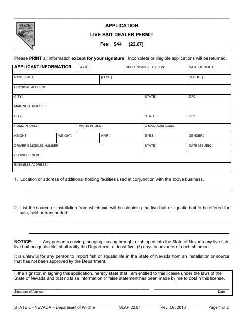 Form SLAP22.87  Printable Pdf