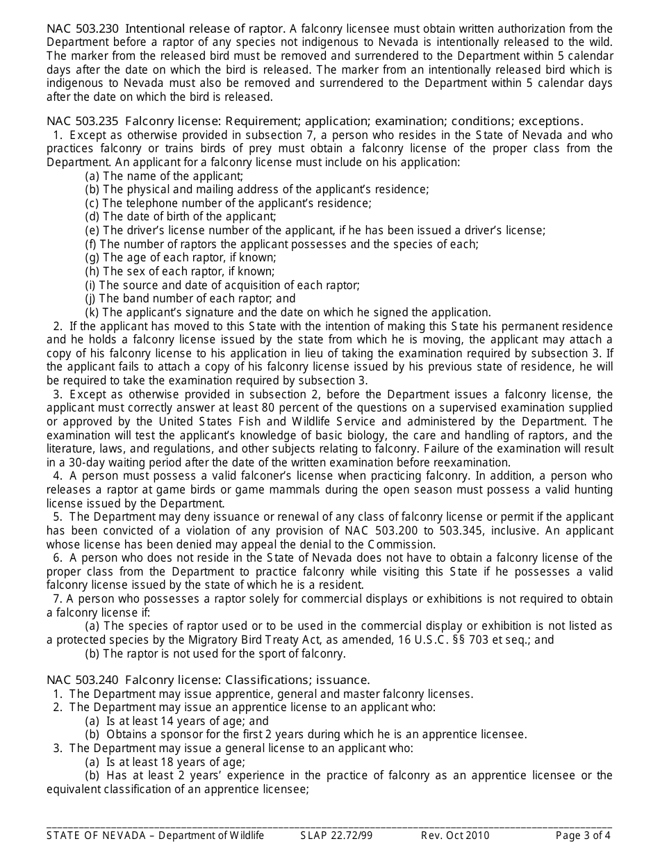 Download Instructions for Form SLAP22.72/99 Falconry License PDF