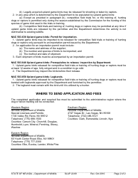 Instructions for Form SLAP22.89 Dog/Falcon Training Permit - Nevada, Page 2