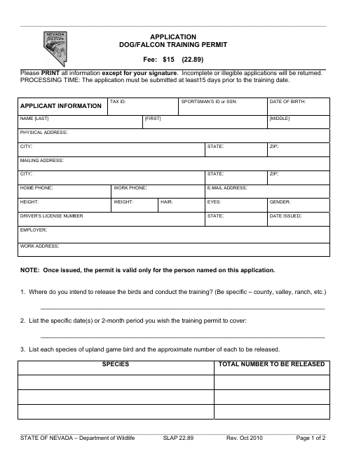 Form SLAP22.89  Printable Pdf