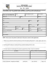 Form SLAP22.89 Application for Dog/Falcon Training Permit - Nevada
