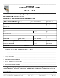 Form SLAP22.74 &quot;Application for Competitive Field Trials Permit&quot; - Nevada