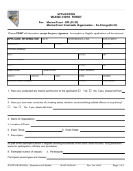 Form SLAP22.62/.63 Application for Marine Event Permit - Nevada