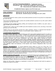 Instructions for Form SLAP22.82/83 Taxidermist License Application - Nevada