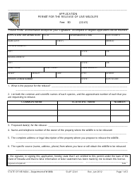 Document preview: Form SLAP22.41 Application for Permit for the Release of Live Wildlife - Nevada