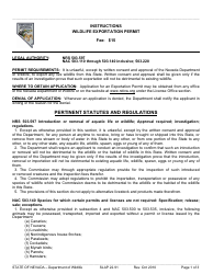 Instructions for Form SLAP22.91 Wildlife Exportation Permit - Nevada