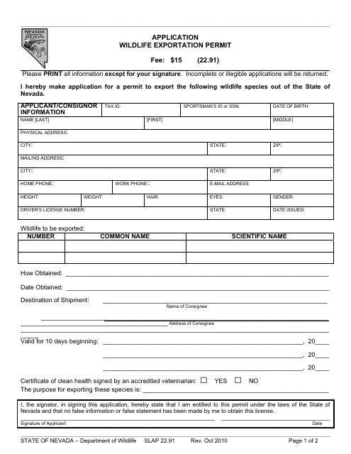 Form SLAP22.91  Printable Pdf