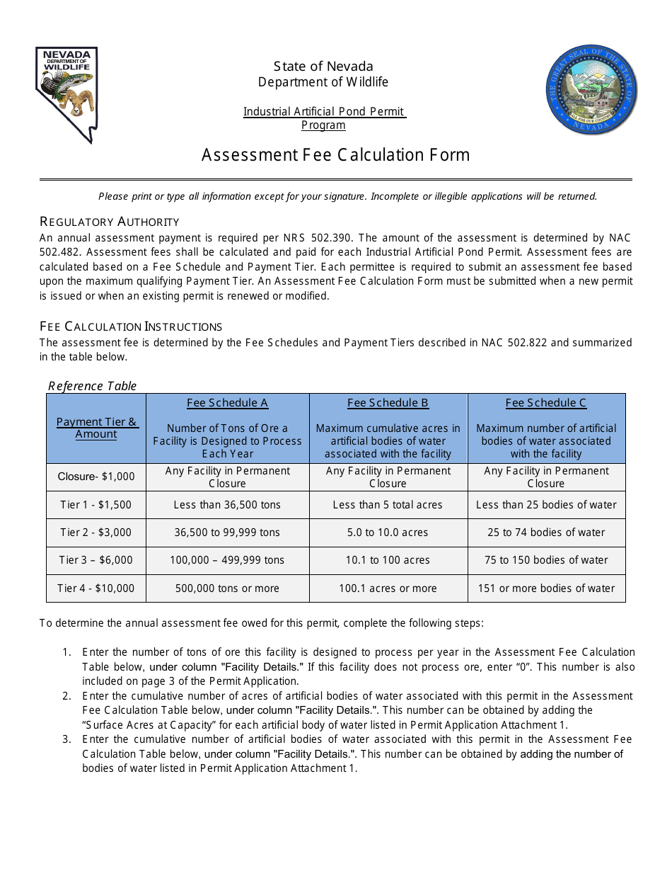 Permit Application Form - Industrial Artificial Pond Permit Program - Nevada, Page 6