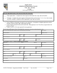 Form SLAP22.42 &quot;Application for Wildlife Rehabilitation Permit&quot; - Nevada