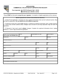 Document preview: Form SLAP22.02/.84 Application for Commercial Collection of Unprotected Wildlife - Nevada