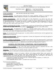Document preview: Instructions for Form SLAP22.85/.92 Scientific Collection/Possession/Import/Export/Banding Permit - Nevada