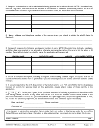 Form SLAP22.73 Application for a License - Noncommercial Possession of Live Wildlife - Nevada, Page 2
