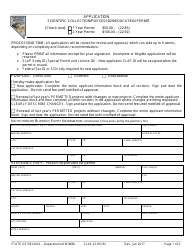 Document preview: Form SLAP22.85/.92 Application for Scientific Collection/Possession/Education Permit - Nevada