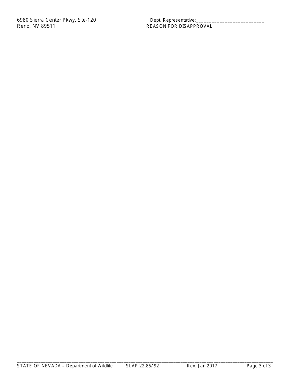 Form SLAP22.85 / .92 Application for Scientific Collection / Possession / Education Permit - Nevada, Page 3