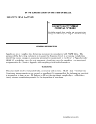 Docketing Statement Form - Criminal Appeals - Nevada