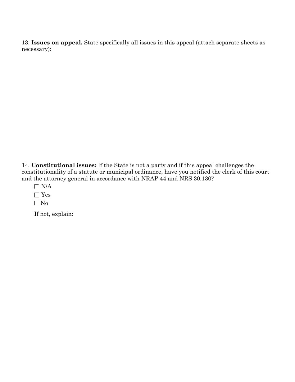 Docketing Statement Form - Criminal Appeals - Nevada, Page 5