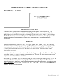Document preview: Docketing Statement - Civil Appeals Form - Nevada