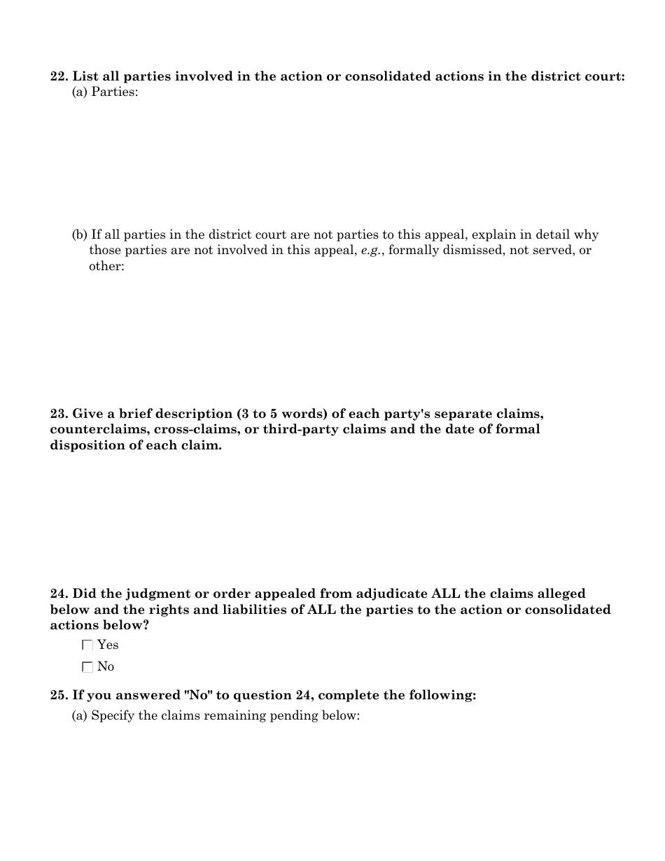 Docketing Statement - Civil Appeals Form - Nevada, Page 9