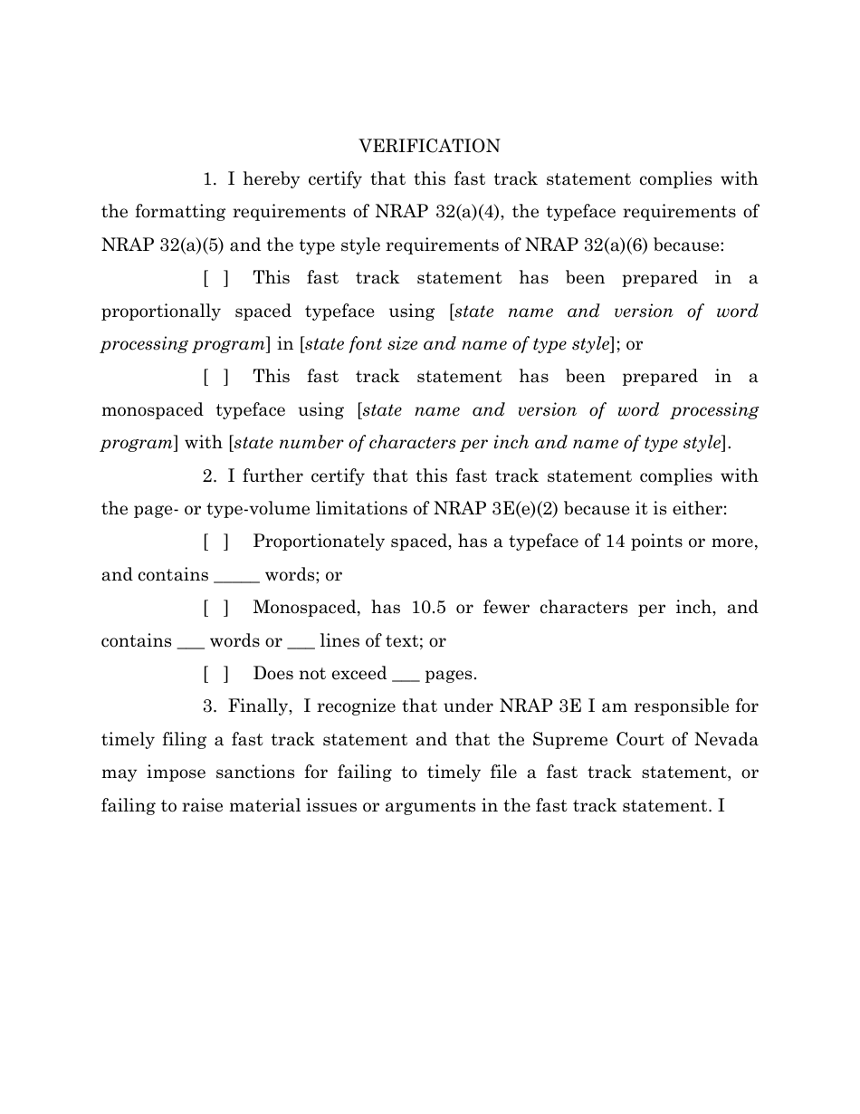 Form 12 Child Custody Fast Track Statement - Nevada, Page 3