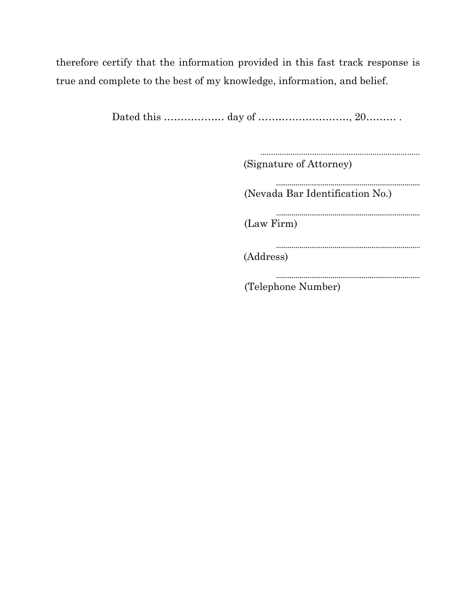 Form 13 Child Custody Fast Track Response - Nevada, Page 3