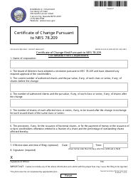 Document preview: Form 090303 Certificate of Change Pursuant to Nrs 78.209 for Nevada Profit Corporations - Nevada