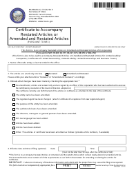 Document preview: Form 090503 Certificate to Accompany Restated Articles or Amended and Restated Articles - Nevada
