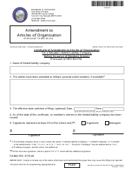 Document preview: Form 092603 Certificate of Amendment to Articles of Organization for a Nevada Limited-Liability Company Before Issuance of Members Interest (Pursuant to Nrs 86.216) - Nevada