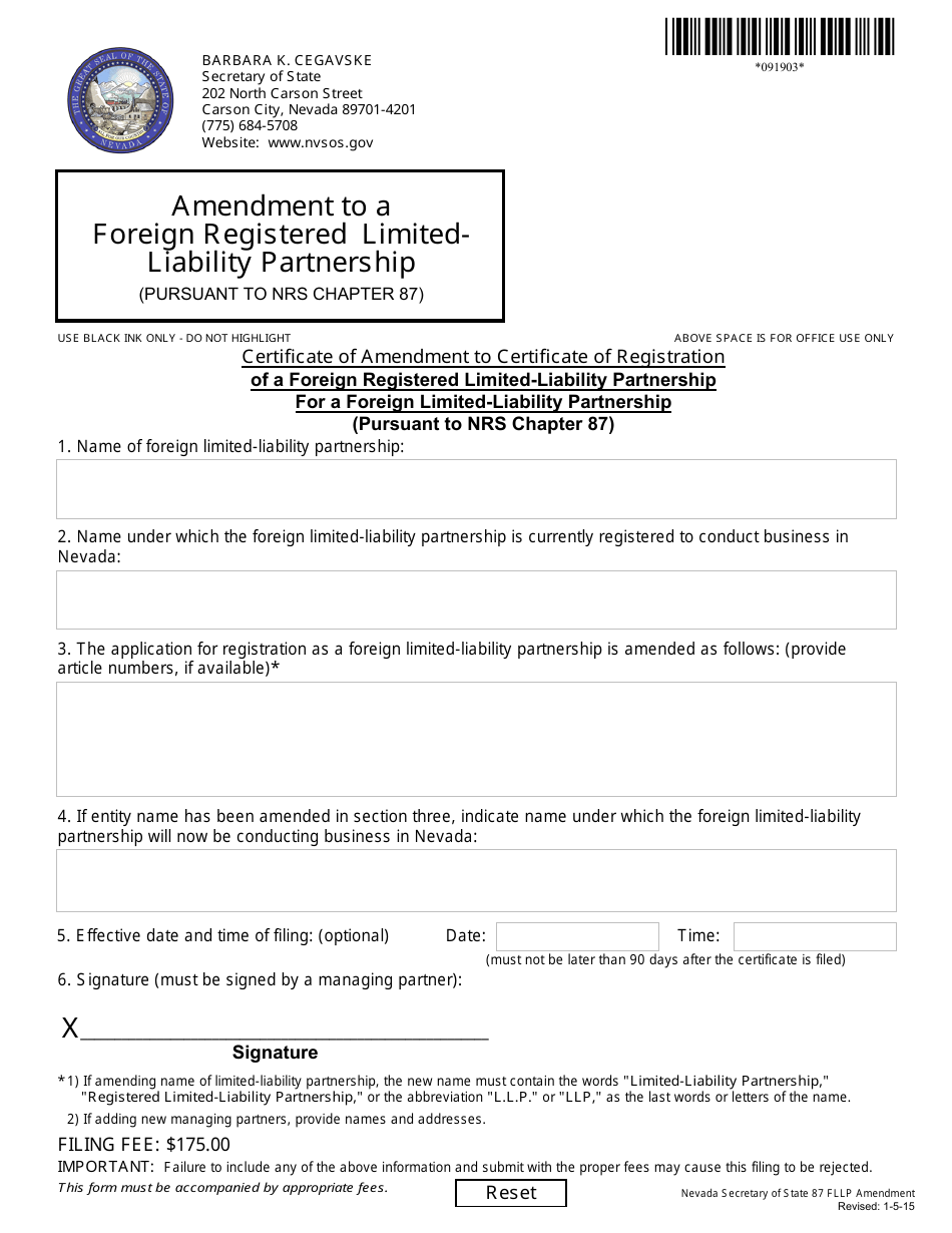 Form 091903 - Fill Out, Sign Online and Download Fillable PDF, Nevada ...