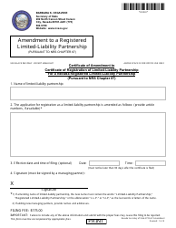 Document preview: Form 091803 Amendment to a Registered Limited-Liability Partnership (Pursuant to Nrs Chapter 87) - Complete Packet - Nevada