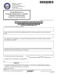 Form 091903 Certificate of Amendment to Certificate of Registration of a Foreign Registered Limited-Liability Partnership for a Foreign Limited-Liability Partnership (Pursuant to Nrs Chapter 87) - Complete Packet - Nevada