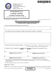 Form 092003 Certificate of Amendment to Certificate of Registration for a Nevada Limited-Liability Limited Partnership (Pursuant to Nrs Chapters 87a and 88) - Complete Packet - Nevada
