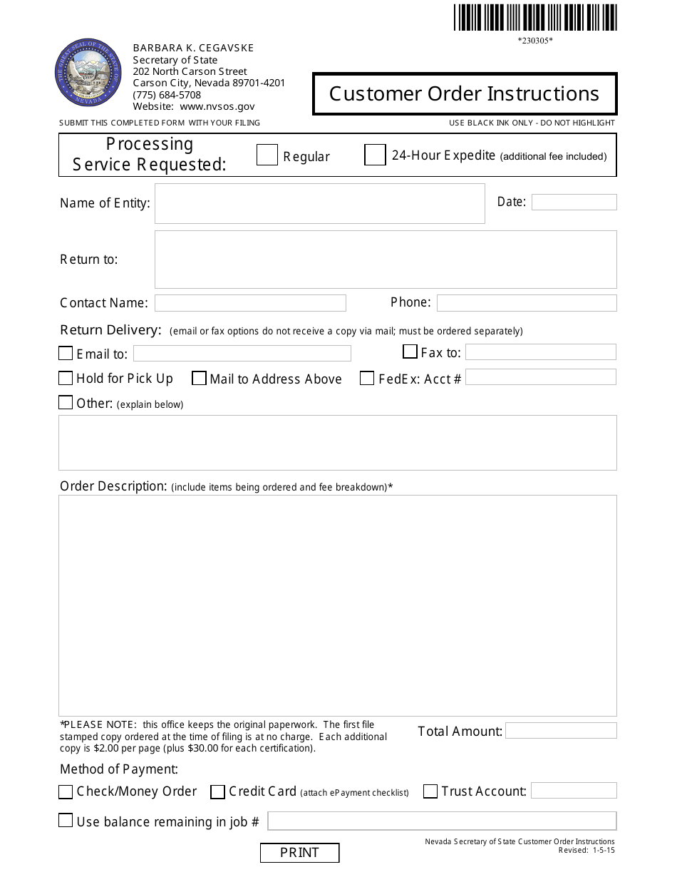Form 030103 Certificate of Business Trust (Nrs Chapter 88a) - Complete Packet - Nevada, Page 5