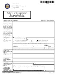 Form 040801 &quot;Articles of Incorporation Corporation Sole (Pursuant to Nrs Chapter 84)&quot; - Nevada