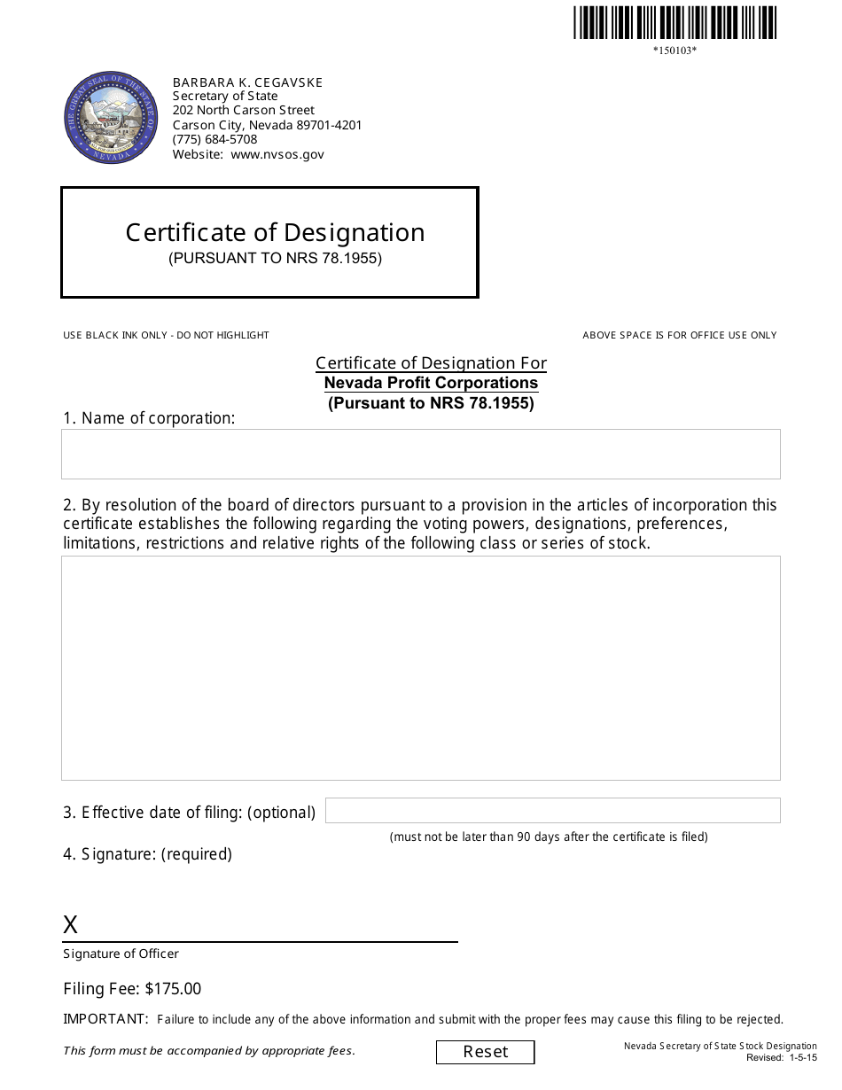 Form 150103 Fill Out Sign Online And Download Fillable Pdf Nevada Templateroller 6956