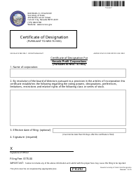 Document preview: Form 150103 Certificate of Designation (Nrs 78.1955) - Complete Packet - Nevada