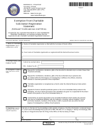 Form 280203 &quot;Exemption From Charitable Solicitation Registration Statement (Pursuant to Nrs and Nac Chapter 82)&quot; - Nevada