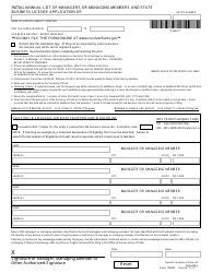 Document preview: Form 100403 Initial/Annual List of Managers or Managing Members and State Business License Application - Nevada
