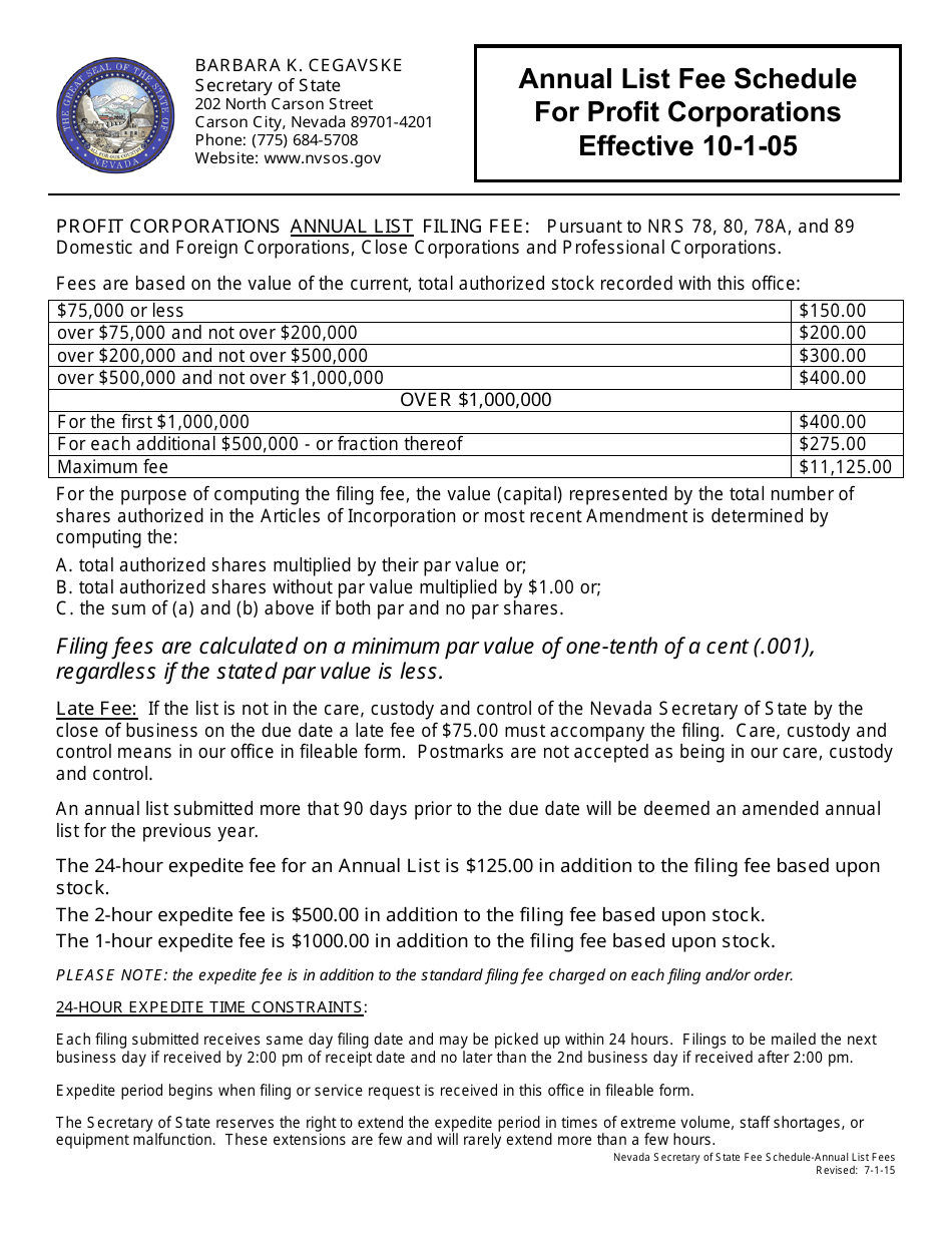 Form 100103 (Profit) Initial / Annual List of Officers, Directors and State Business License Application - Complete Packet - Nevada, Page 8