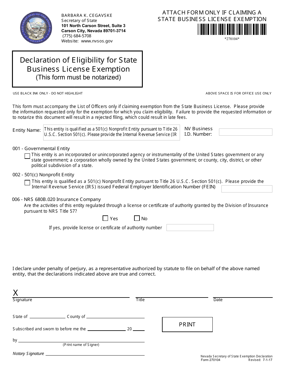 Form 100603 Initial / Annual List of Managing Partners and State Business License Application - Complete Packet - Nevada, Page 3