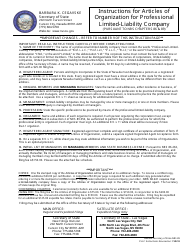 Form 050203 Professional Limited-Liability Company (Nrs Chapter 89) - Complete Packet - Nevada