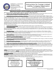 Form 050303 Foreign Limited-Liability Company (Nrs 86.544) - Complete Packet - Nevada