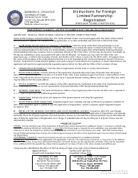 Form 060203 Foreign Limited Partnership Registration (Nrs Chapter 87a ) - Complete Packet - Nevada